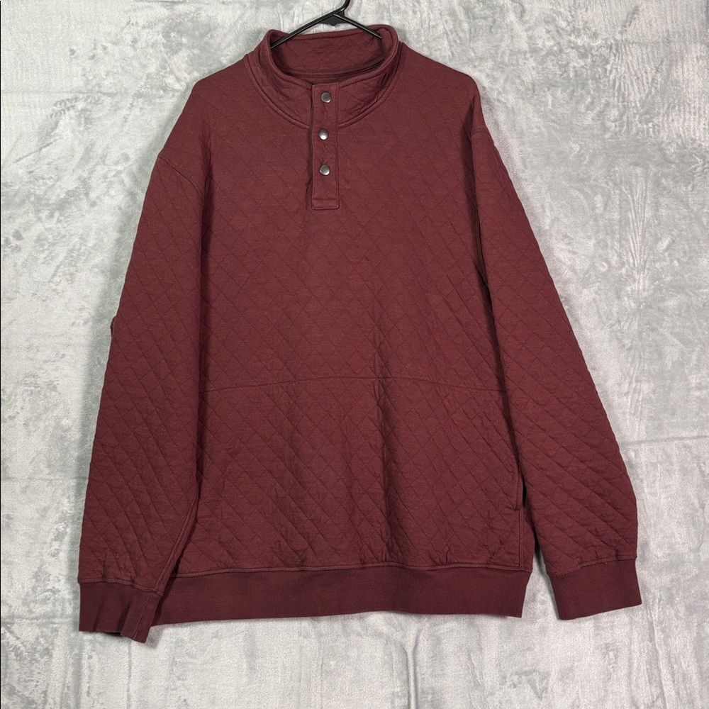 Duluth Trading Maroon Quilted Relaxed Fit 1/4 Snap Kangaroo Pullover Size XL